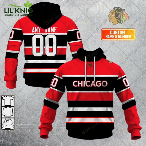 Personalized Nhl Chicago Blackhawks Reverse Retro Style Hoodie