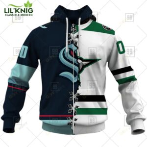 Personalized Nhl Dallas Stars Mix Seattle Kraken Jersey Hoodie