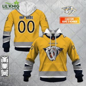 Personalized Nhl Nashville Predators Reverse Retro Style Hoodie