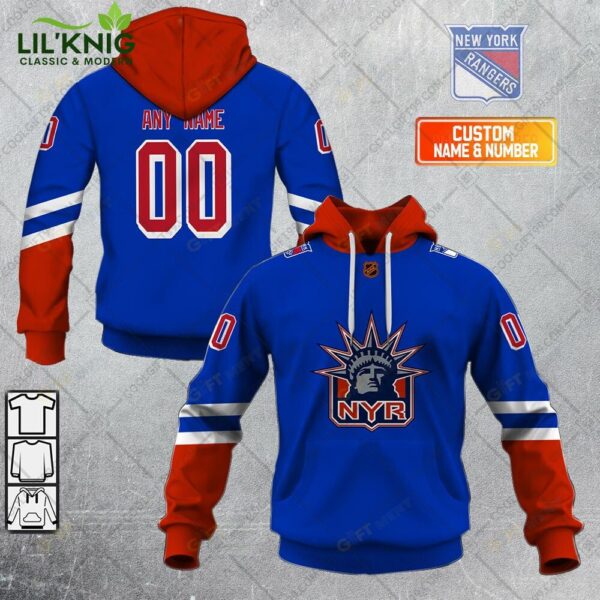 Personalized Nhl New York Rangers Reverse Retro Style Hoodie