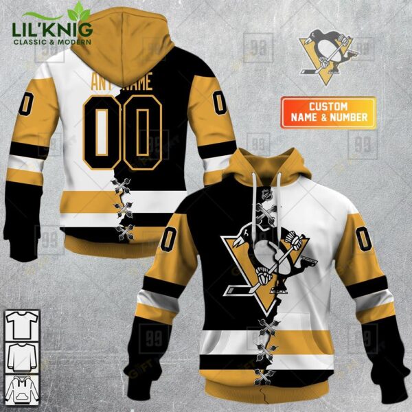 Personalized Nhl Pittsburgh Penguins Mix Jersey Hoodie