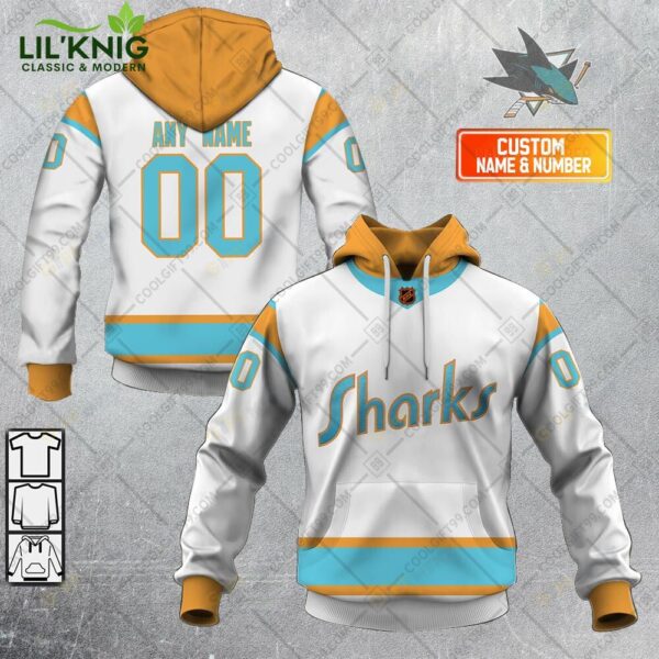 Personalized Nhl San Jose Sharks Reverse Retro Style Hoodie