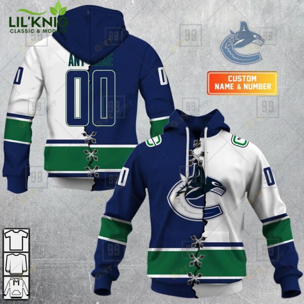 Personalized Nhl Vancouver Canucks Mix Jersey Hoodie