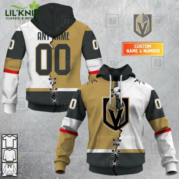 Personalized Nhl Vegas Golden Knights Mix Jersey Hoodie