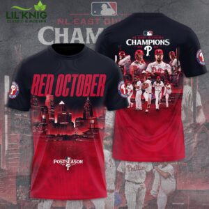 Philadelphia Phillies 3D Red October Nl East Division Champion 2024 Tshirt