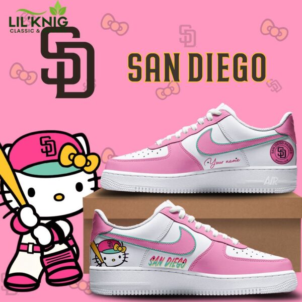 San Diego Padres Vs Hello Kitty Night Nike Sneakers Limited Version 2024 Air Force 1