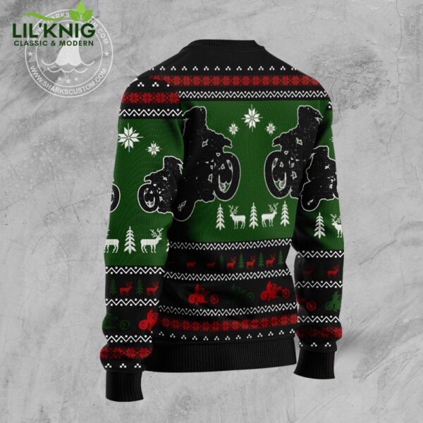 Santa Born To Ride Motorcycle Ugly Christmas Sweater