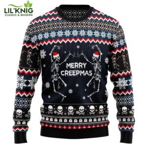 Skeleton Merry Creepmas Ugly Hot Design 2024 Christmas Sweater