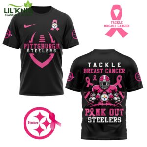 Tackle Breast Cancer Steelers White Hot New Design 2024 Black Shirt