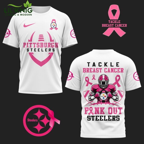 Tackle Breast Cancer Steelers White Hot New Design 2024 Shirt