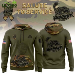 Toledo Walleye Arctic Camo 2024 Salute to Service Club Fleece Pullover Hoodie