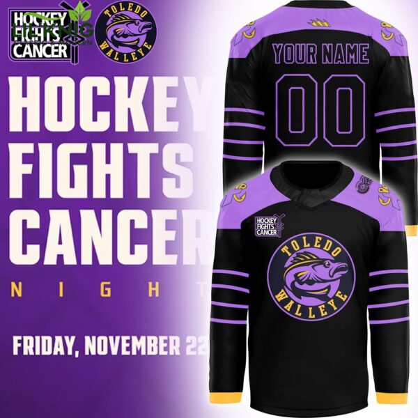 Toledo Walleye x Hockey Fight Cancer Night 2024 Custom Jersey – Supportive Gear