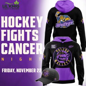 Toledo Walleye x Hockey Fight Cancer Night 2024 Hoodie – Supportive NHL Apparel