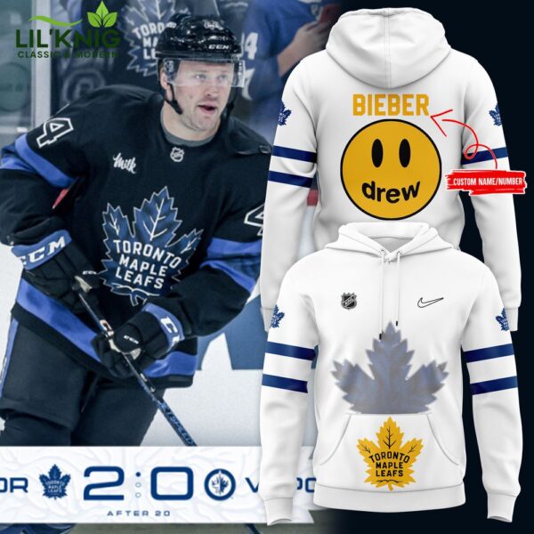 Toronto Maple Leafs 2024 Justin Bieber NHL Hoodie (White) | Customizable Fan Gear