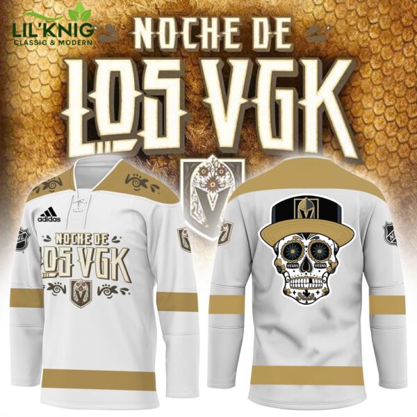 Vegas Golden Knights Noche De Los White Hockey Jersey, stylish design, game day wear.