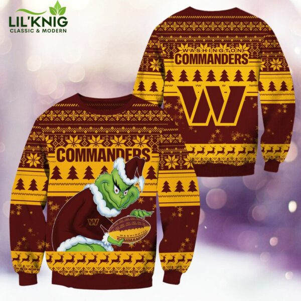 Washington Commanders Christmas Grinch Knitted Sweater – Fun and Festive Fan Gear