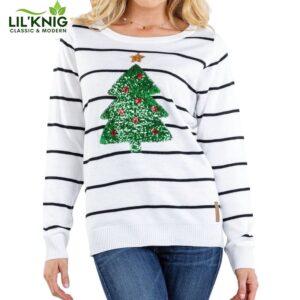 Women’S Sequin Christmas Tree Ugly Christmas Sweater