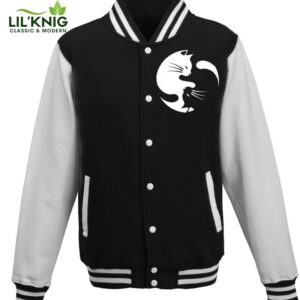 Ying Yang With Black & White Cats Baseball Jacket Unisex