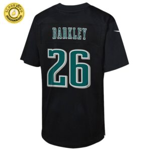 Youth Nike Philadelphia Eagles Saquon Barkley Super Bowl LIX Carbon Black Fashion Game Jersey