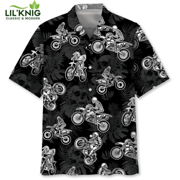 Black Dirt Bike Racing Hawaiian Shirt for Men Limited Edition