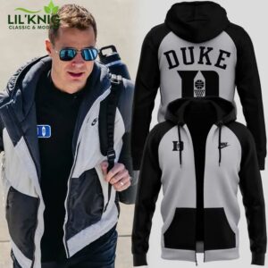 Special Duke New Coach Jon Scheyer Black Grey Zip Hoodie Limited Edition