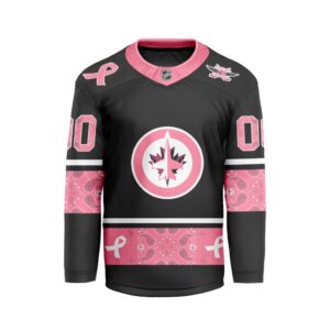 Customize Nhl Winnipeg Jets Specialize Design Pink Fight Breast Cancer V-Shaped Hot Jersey 2024