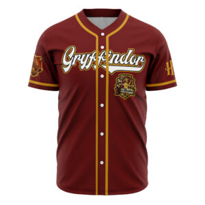 Hooktab 3D Printed Personalized Gryffindor House Harry Potter Men’S Short Sleeve Anime Baseball Jersey