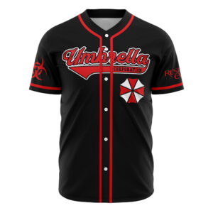 Hooktab 3D Printed Personalized Umbrella Corp Resident Evil Men’S Short Sleeve Anime Baseball Jersey