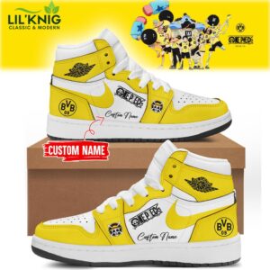 Dortmund X One Piece Custom Name AJ1 Shoes Limited Edition