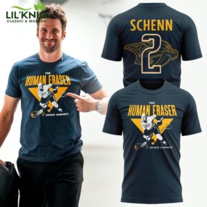 2024 Nashville Predators “The Human Eraser” #2 Luke Schenn Special Limited T-shirt, player tribute, collectible item.