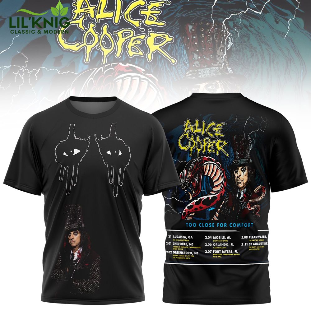Alice Cooper Too Close for Comfort 3D T-shirt Limited Edition Alice Cooper Too Close for Comfort 3D T-shirt Limited Edition