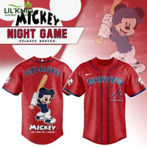 Atlanta Braves x Mickey Night Game Baseball Jersey Custom Name