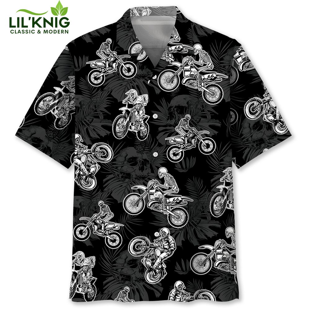 Black Dirt Bike Racing Hawaiian Shirt for Men Limited Edition Black Dirt Bike Racing Hawaiian Shirt for Men Limited Edition