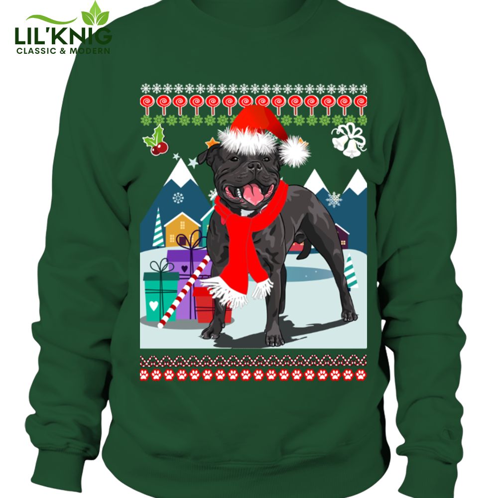 Christmas Staffy Sweatshirt Unisex Christmas Staffy Sweatshirt Unisex