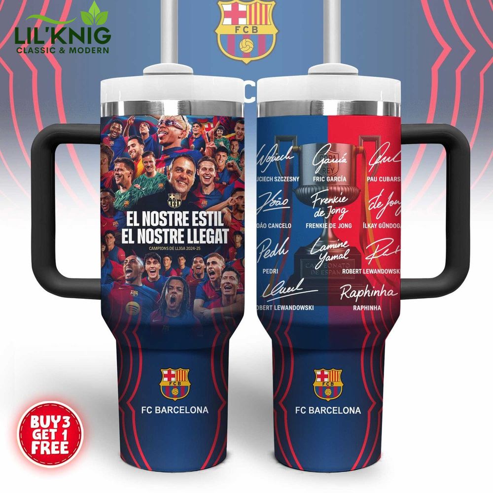 FC Barcelona Travel Mug – 2024-25 Champions Cup Design with Player Signatures FC Barcelona Travel Mug – 2024-25 Champions Cup Design with Player Signatures