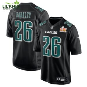 Men’s Nike Philadelphia Eagles Saquon Barkley Super Bowl LIX Carbon Black Fashion Game Jersey