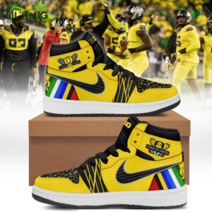 Oregon Football Ducks Cancer Fight Hot Design 2024 Air Jordan 1 Sneaker Shoes