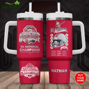 Personalized Ohio State Buckeyes 9x National Football 40oz Stanley Tumbler