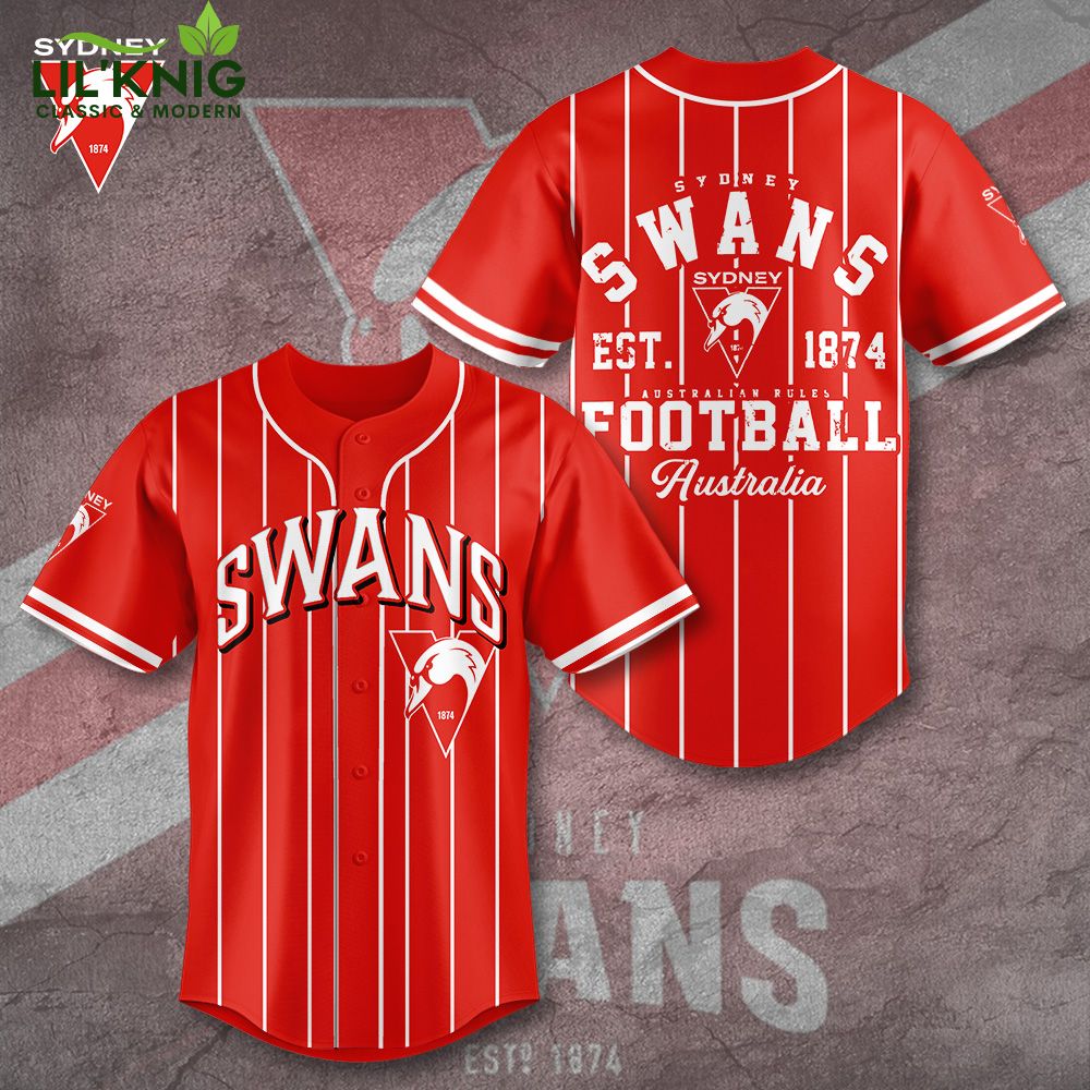 Sydney Swans Australia Since 1874 Special Limited Edition Baseball Jersey Sydney Swans Australia Since 1874 Special Limited Edition Baseball Jersey
