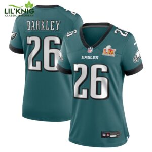 Women’s Nike Philadelphia Eagles Saquon Barkley Super Bowl LIX Midnight Green Game Jersey