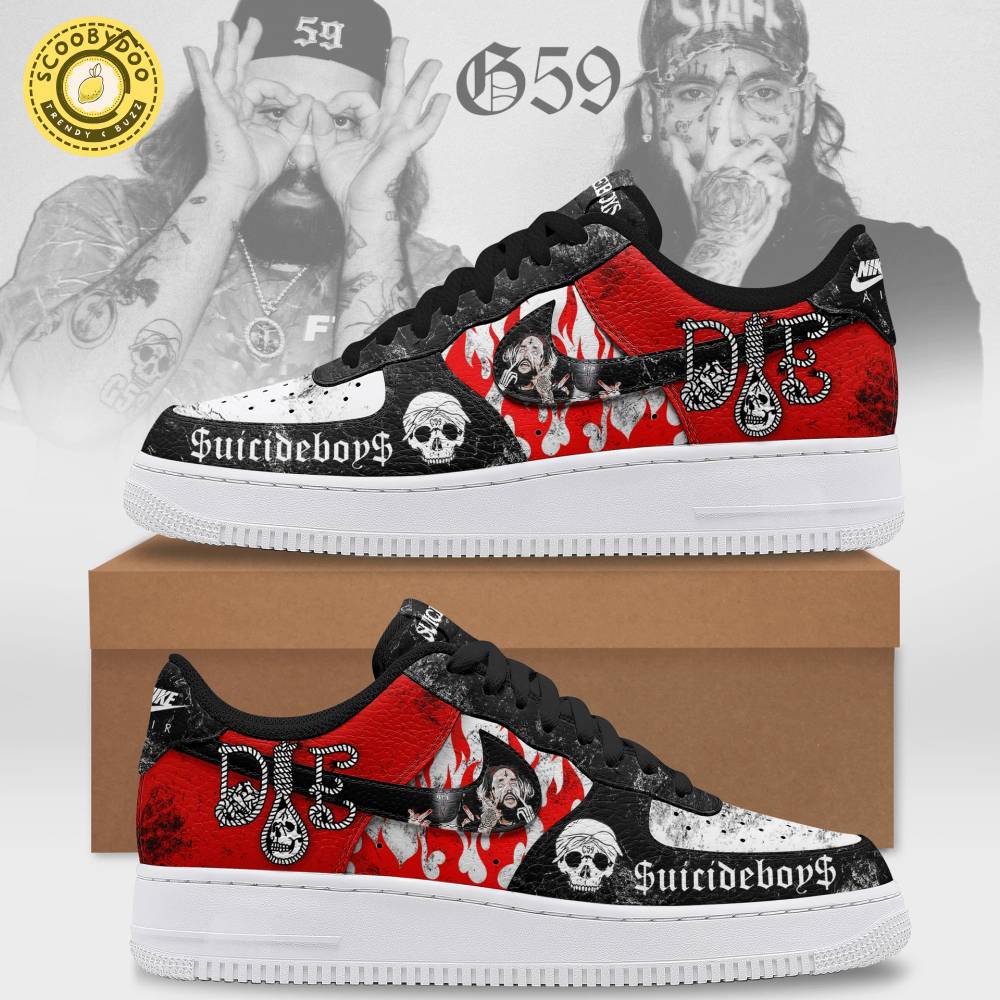 $uicideboy$ Red Flame Custom Air Force 1 – Gothic Rap Skull Sneakers $uicideboy$ Red Flame Custom Air Force 1 – Gothic Rap Skull Sneakers