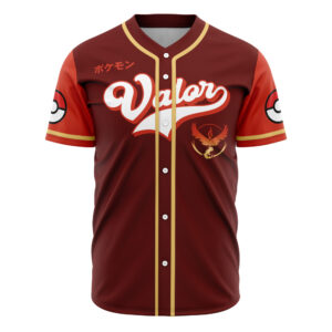 Hooktab 3D Printed Team Valor Pokemon Men’S Short Sleeve Anime Baseball Jersey