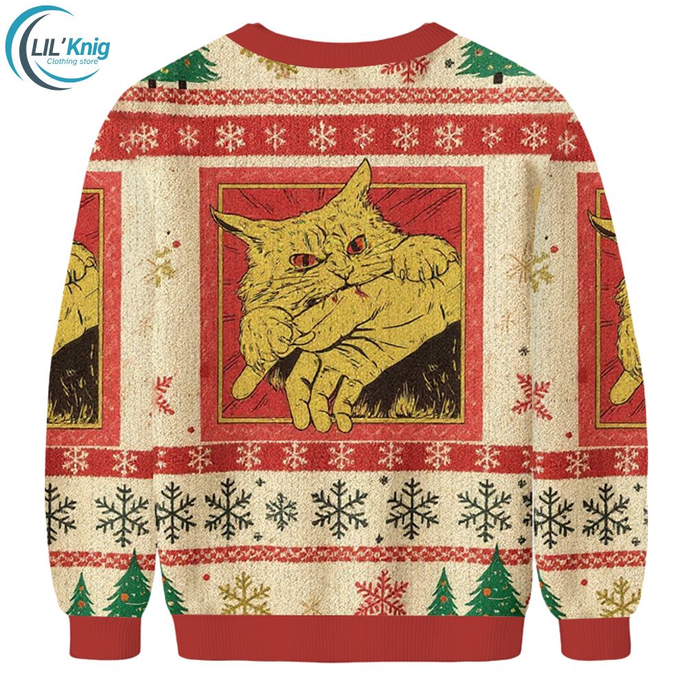 Biting Cat Christmas Ugly Sweat Biting Cat Christmas Ugly Sweat
