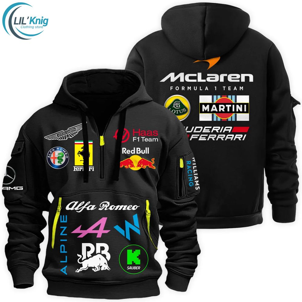 F1 Team Legends Exclusive FanGear Hoodie Half Zipper F1 Team Legends Exclusive FanGear Hoodie Half Zipper