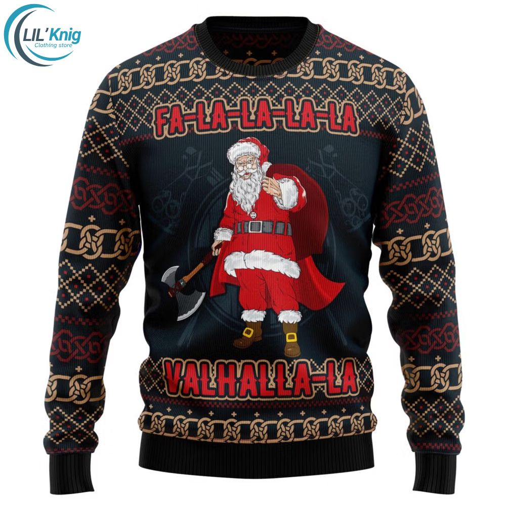 Fa-la-la-la Valhalla-la Viking Ugly Christmas Sweater Fa-la-la-la Valhalla-la Viking Ugly Christmas Sweater