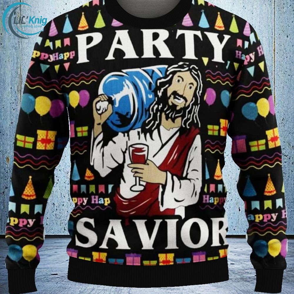Jesus Party Savior Ugly Christmas Sweater Jesus Party Savior Ugly Christmas Sweater