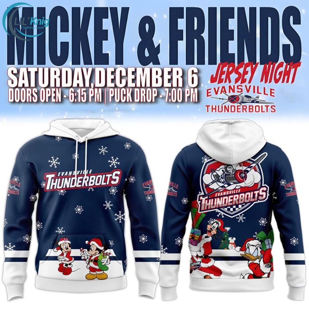 Evansville Thunderbolts x Mickey Merry Christmas 2025 Hoodie Evansville Thunderbolts x Mickey Merry Christmas 2025 Hoodie