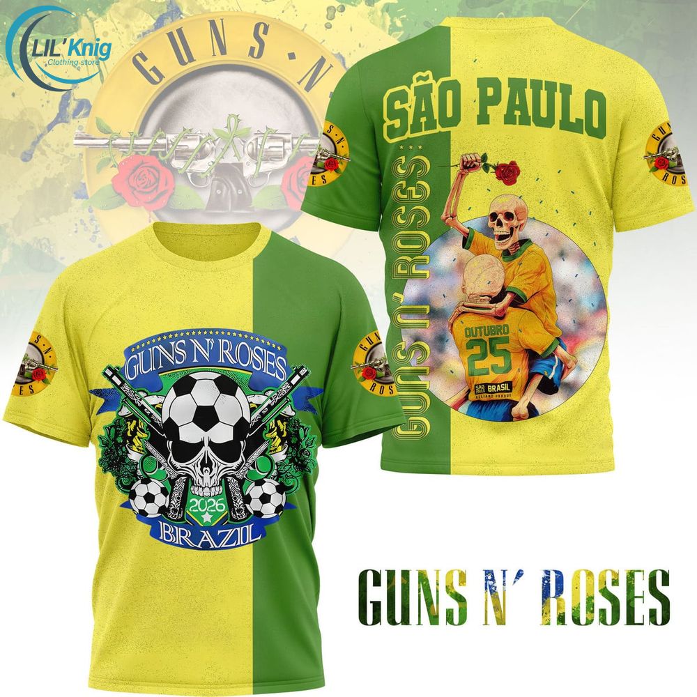 Guns N' Roses | Premium Brazil Fan 3D Shirt Guns N' Roses | Premium Brazil Fan 3D Shirt