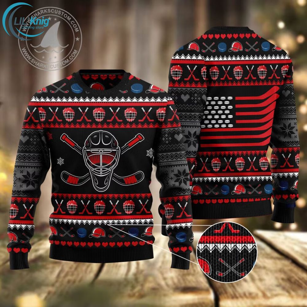 Hockey Puck Christmas Ugly Christmas Sweater Hockey Puck Christmas Ugly Christmas Sweater