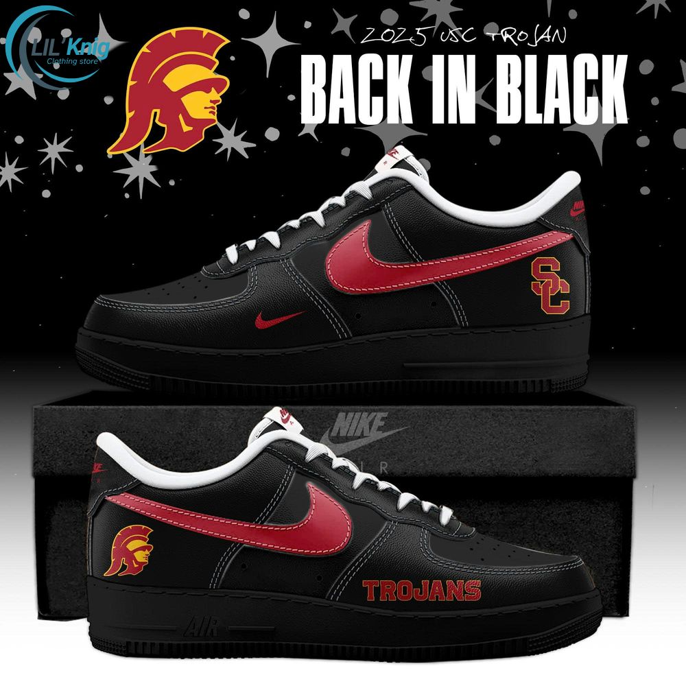 USC Trojans Back In Black 2025 Special Edition AF1 Sneakers USC Trojans Back In Black 2025 Special Edition AF1 Sneakers